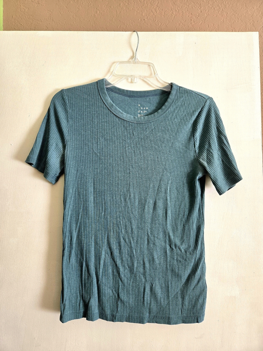 Ribbed Short Sleeve T-Shirt - Teal Green
